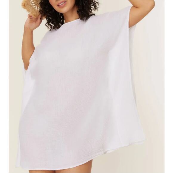NWT Andie Swim White Sheer Cover-Up, The Magdalena Kaftan - Size L/XL - Picture 2 of 5